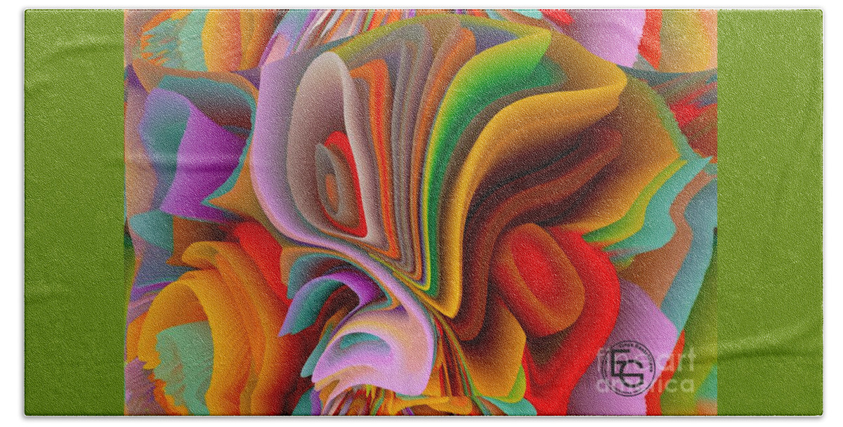 Surrealism Beach Towel featuring the mixed media A Flower In Rainbow Colors Or A Rainbow In The Shape Of A Flower 11 by Elena Gantchikova