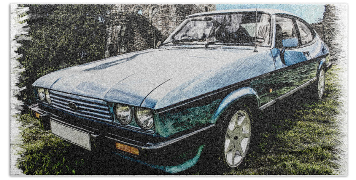 British Beach Towel featuring the photograph Ford Capri 3.8i Pencil v2 by Peter Leech
