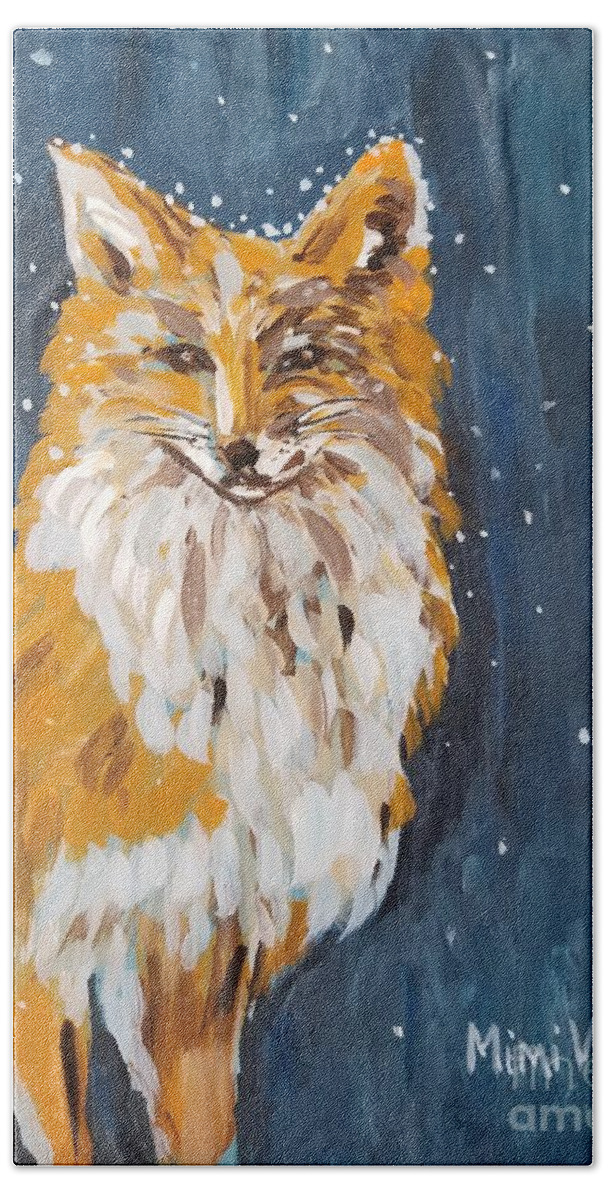  Beach Towel featuring the painting Fox Winter Night by Maria Langgle