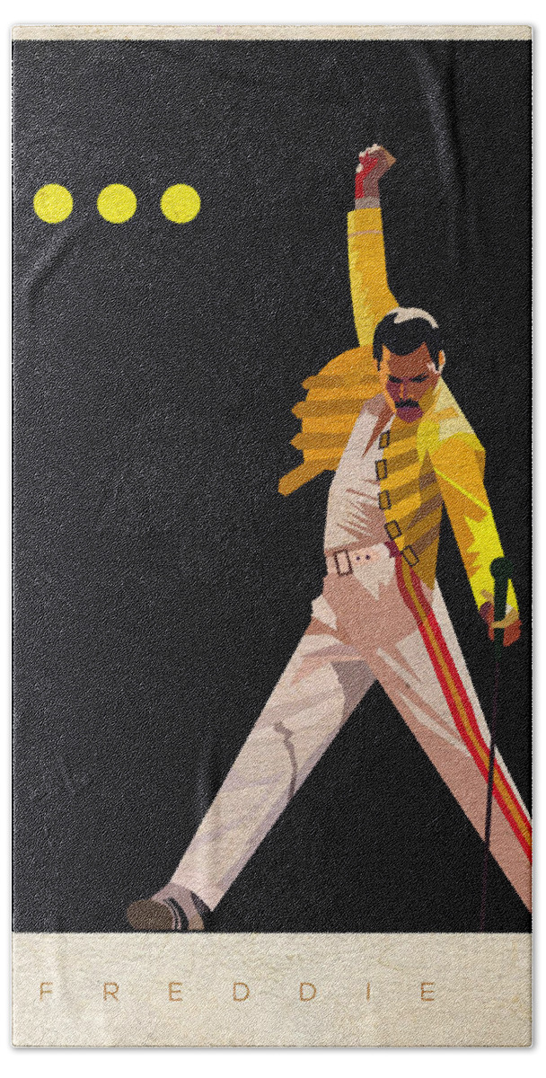Freddie Mercury Beach Towel featuring the digital art Freddie Mercury by Saul Herrera