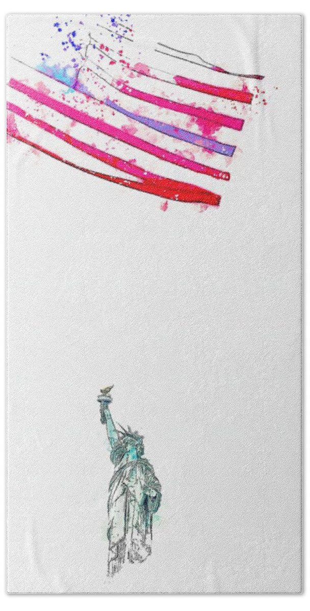 Freedom Beach Towel featuring the painting freedom colors - watercolor by Adam Asar by Celestial Images