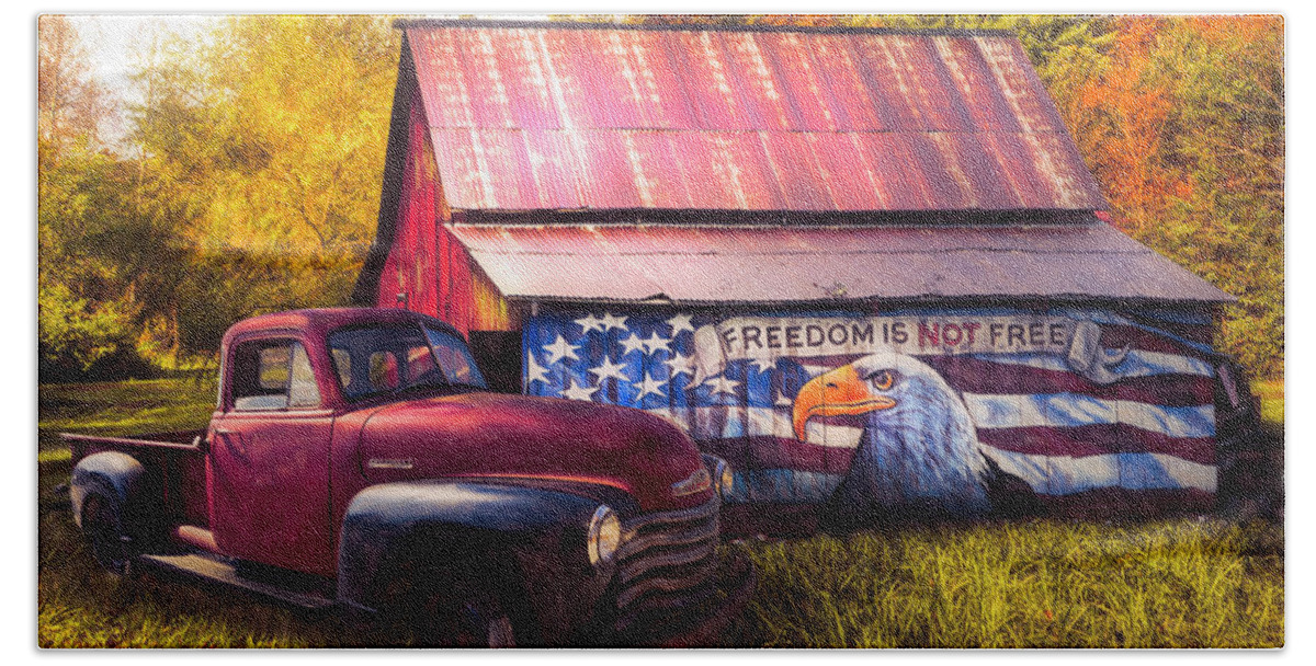 American Beach Towel featuring the photograph Freedom is not Free Autumn Painting by Debra and Dave Vanderlaan