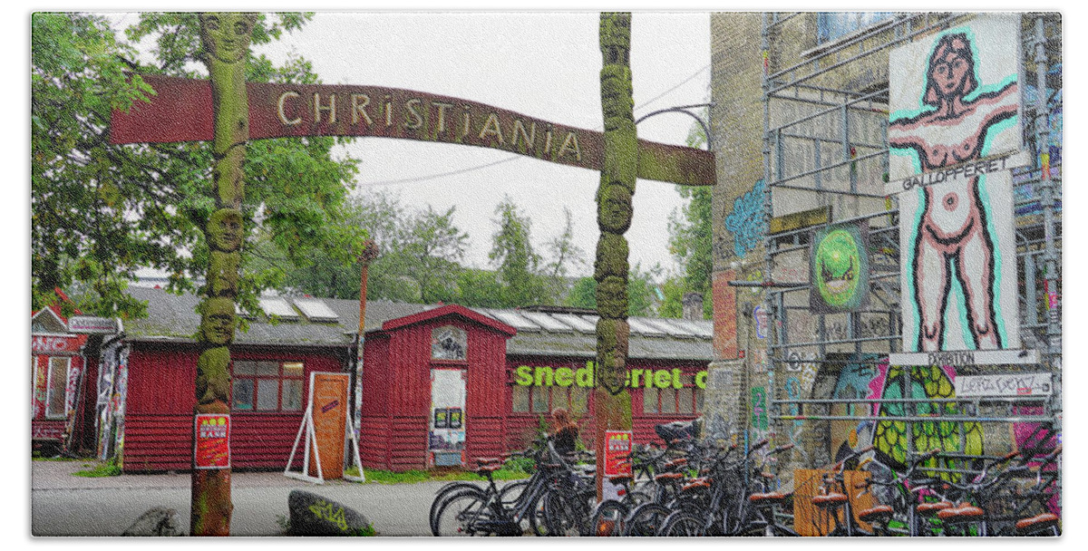 Freetown Christiania Beach Sheet featuring the photograph Freetown Christiania In Copenhagen Denmark by Rick Rosenshein