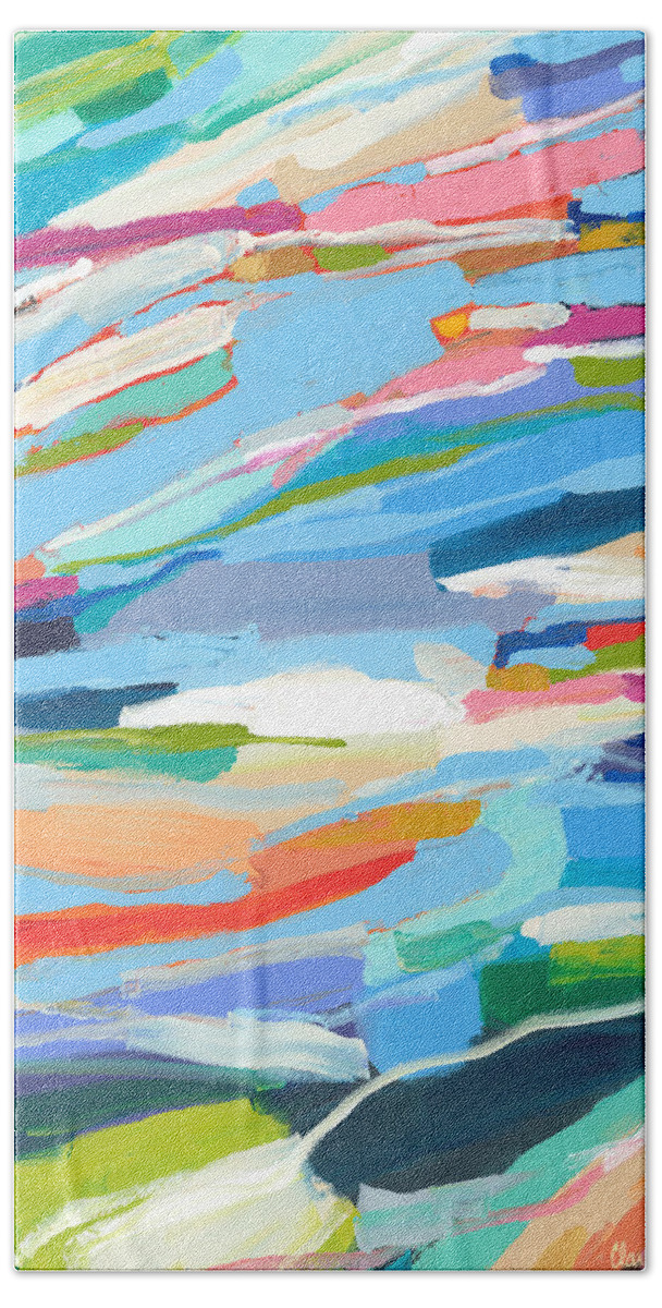 Abstract Beach Towel featuring the painting Fresh Air by Claire Desjardins