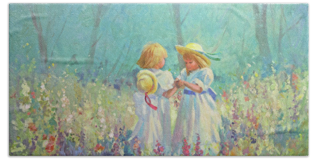 Flowers Beach Towel featuring the painting Friendship by Carolyne Hawley