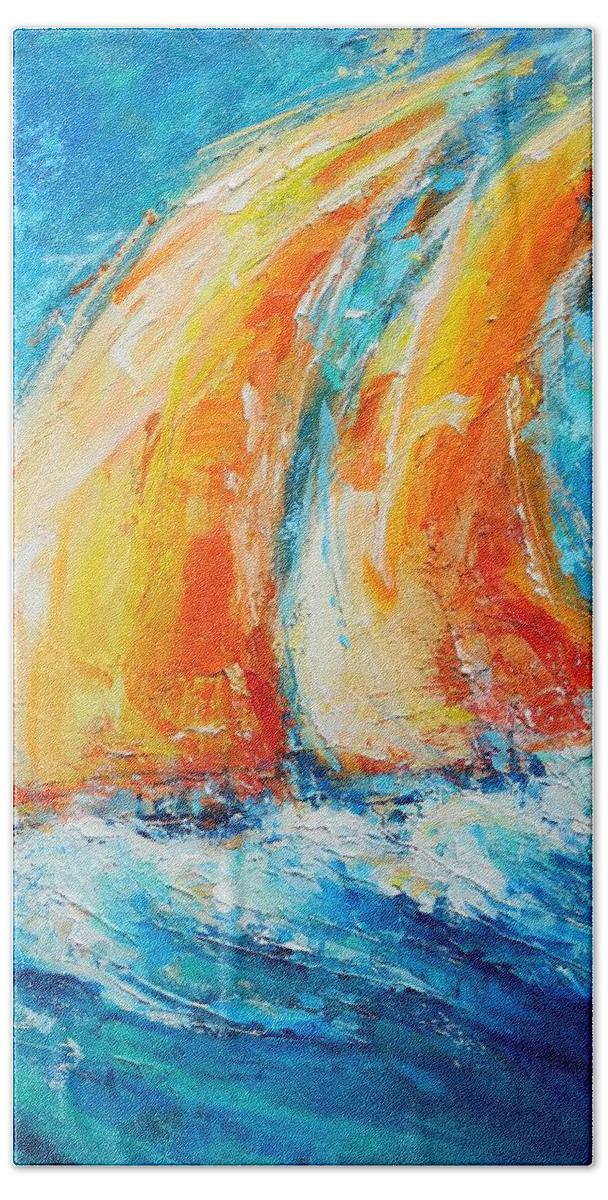 Sailing Beach Towel featuring the painting Full Tilt by Dan Campbell