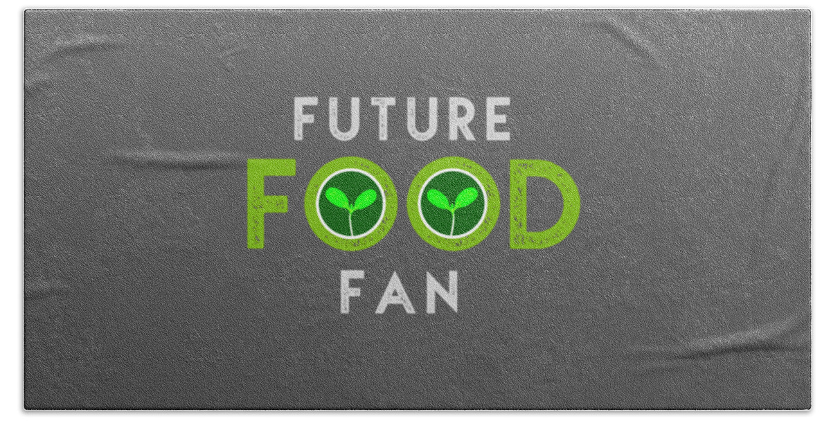 Beach Towel featuring the drawing Future food fan centered - green and gray by Charlie Szoradi