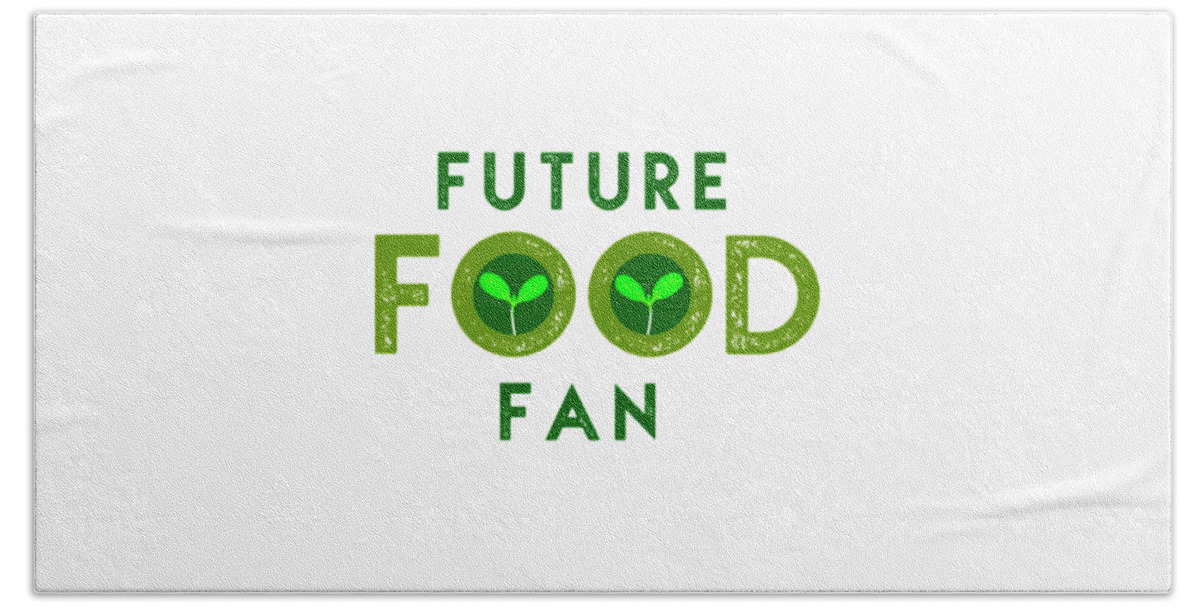  Beach Towel featuring the drawing Future Food Fan centered - two greens by Charlie Szoradi
