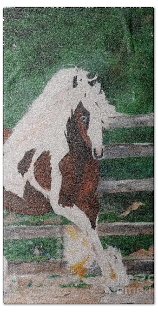 Acrylic Painting Beach Towel featuring the painting George by Denise Morgan