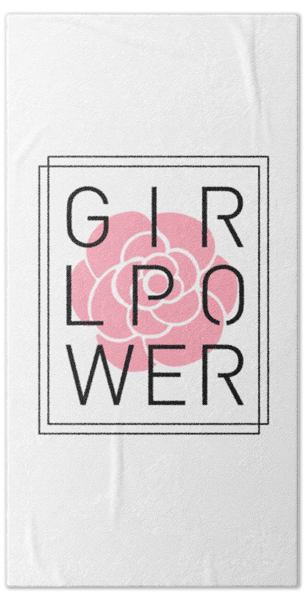 Girl Power Beach Towel featuring the mixed media Girl Power - Classy, Minimal Typography 3 by Studio Grafiikka