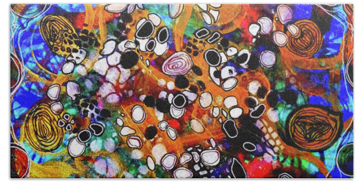 Energy Painting Beach Towel featuring the mixed media Go with the Flow 1 by Mimulux Patricia No