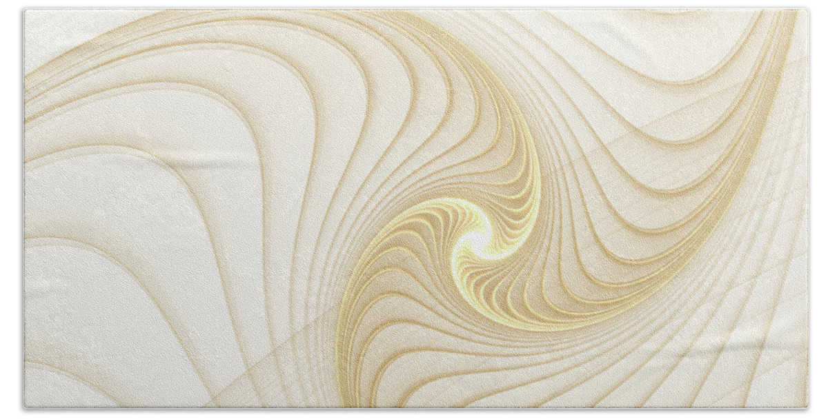 Fractal Beach Towel featuring the digital art Golden and White Spiral Abstract by Matthias Hauser