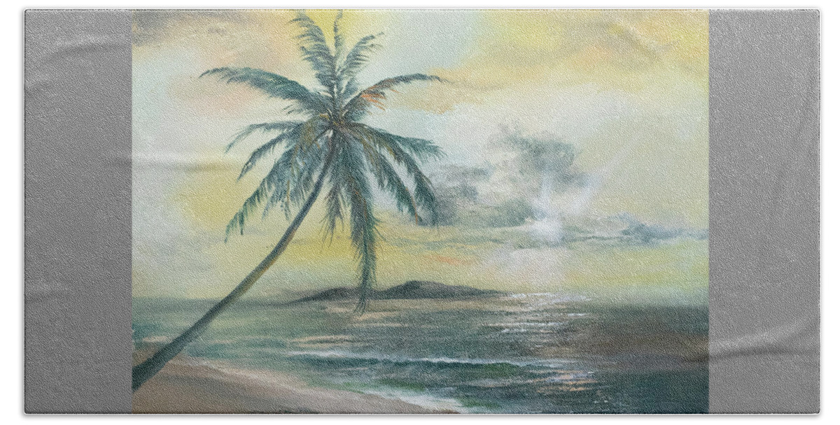 Sunset Beach Towel featuring the painting Golden Beach Sunset by Lynne Pittard