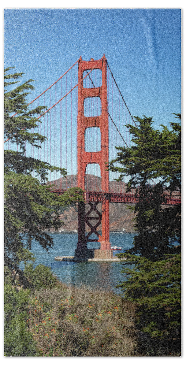 Landscape Beach Towel featuring the photograph Golden Gate Tower by Gary Geddes