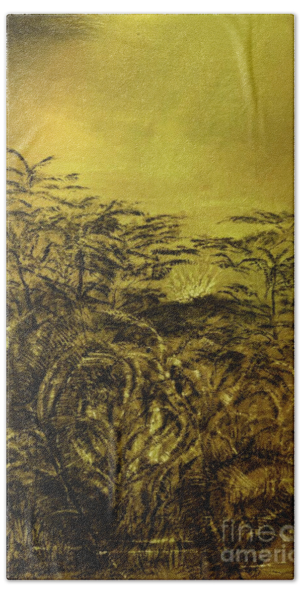 Aina Beach Towel featuring the painting Golden Night by Michael Silbaugh