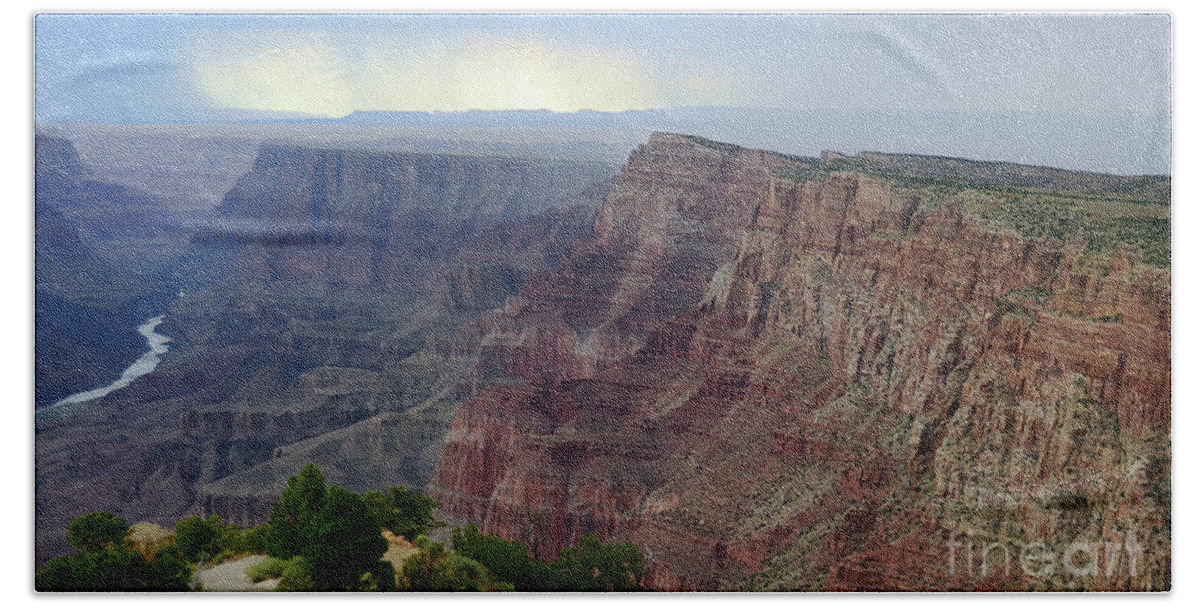 Grand Canyon Beach Towel featuring the photograph Grand Canyon View from Desert View Watchtower by Debby Pueschel