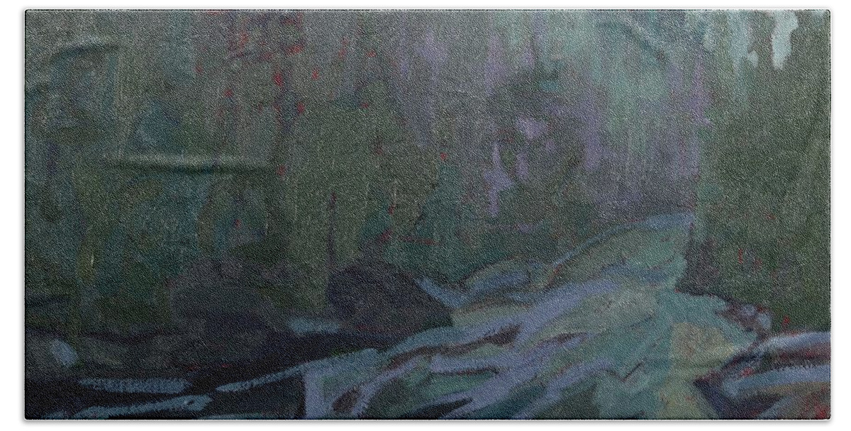 2160 Beach Towel featuring the painting Grande Chute Misty Morning by Phil Chadwick