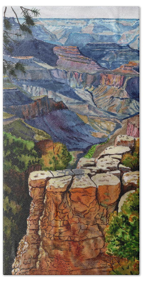 Morning Beach Towel featuring the painting Grandview Point by Timithy L Gordon