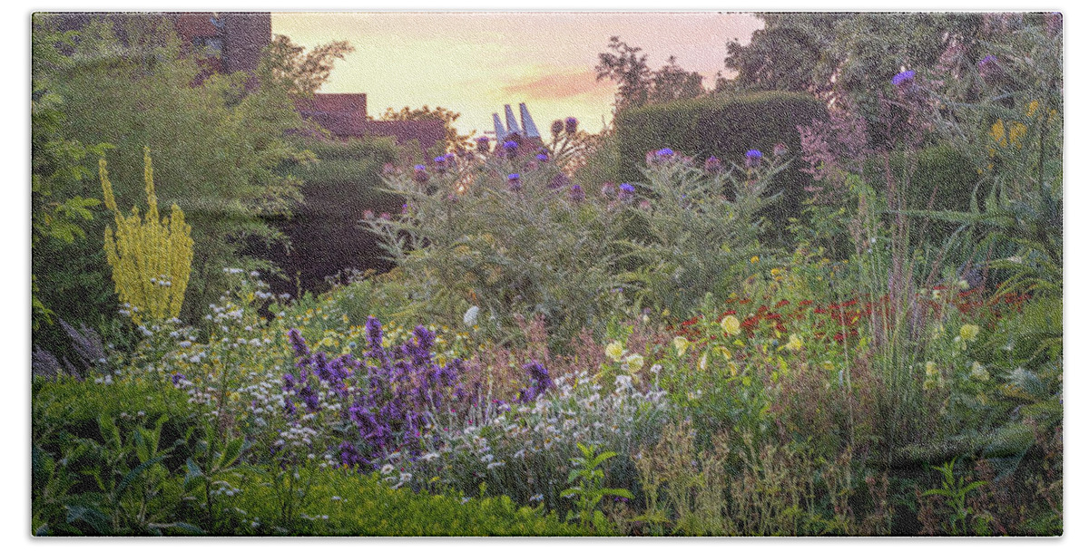 Great Dixter Beach Towel featuring the photograph Great Dixter Perennial Border by Perry Rodriguez