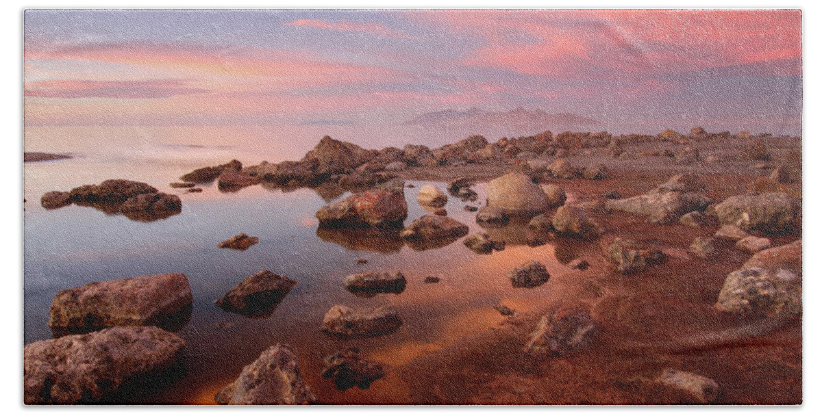 Utah Beach Towel featuring the photograph Great Salt Lake Sunset Glow - Great Salt Lake, Utah by Brett Pelletier