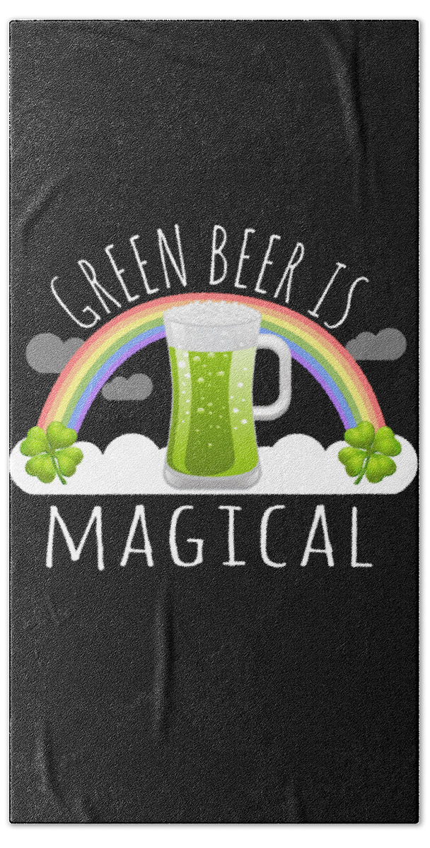 Unicorn Beach Towel featuring the digital art Green Beer Is Magical by Flippin Sweet Gear