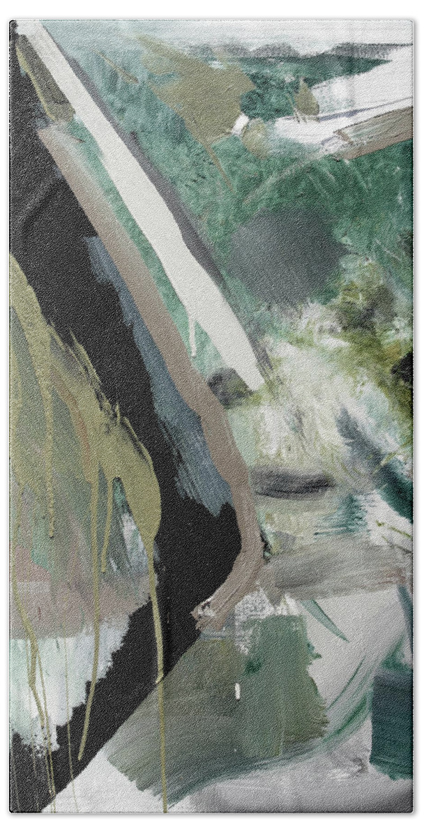  Beach Sheet featuring the painting green stripe II by John Gholson