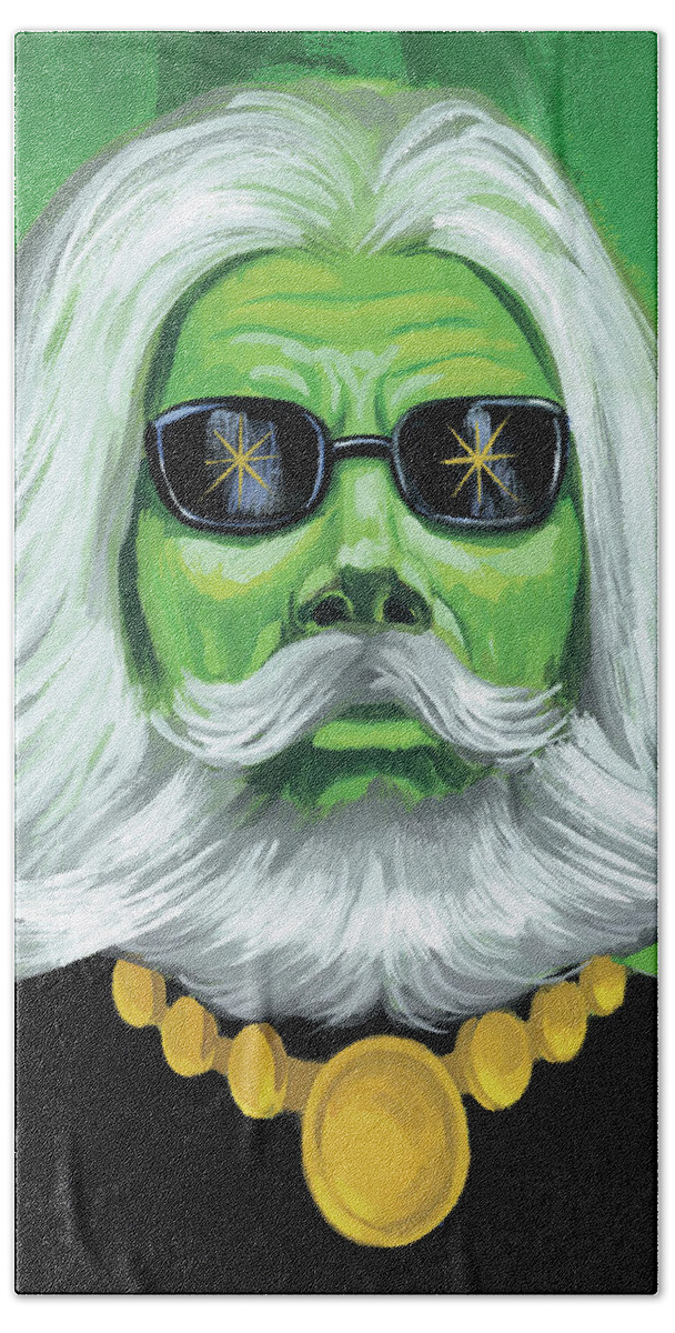 Accessories Beach Towel featuring the drawing Groovy Man with White Hair, Beard and Mustache by CSA Images