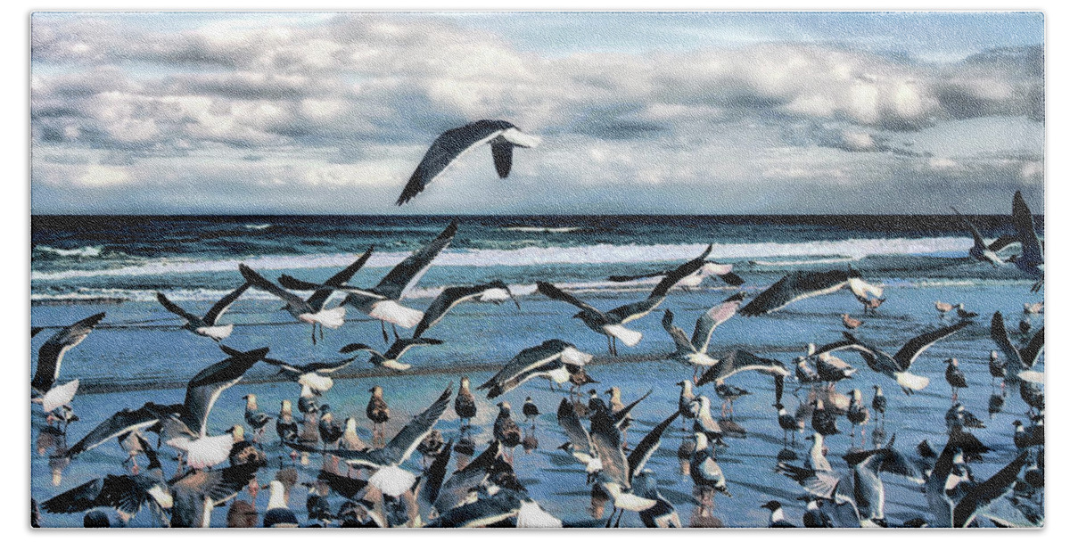 Seagulls Beach Sheet featuring the photograph Gulls by Jim Hill