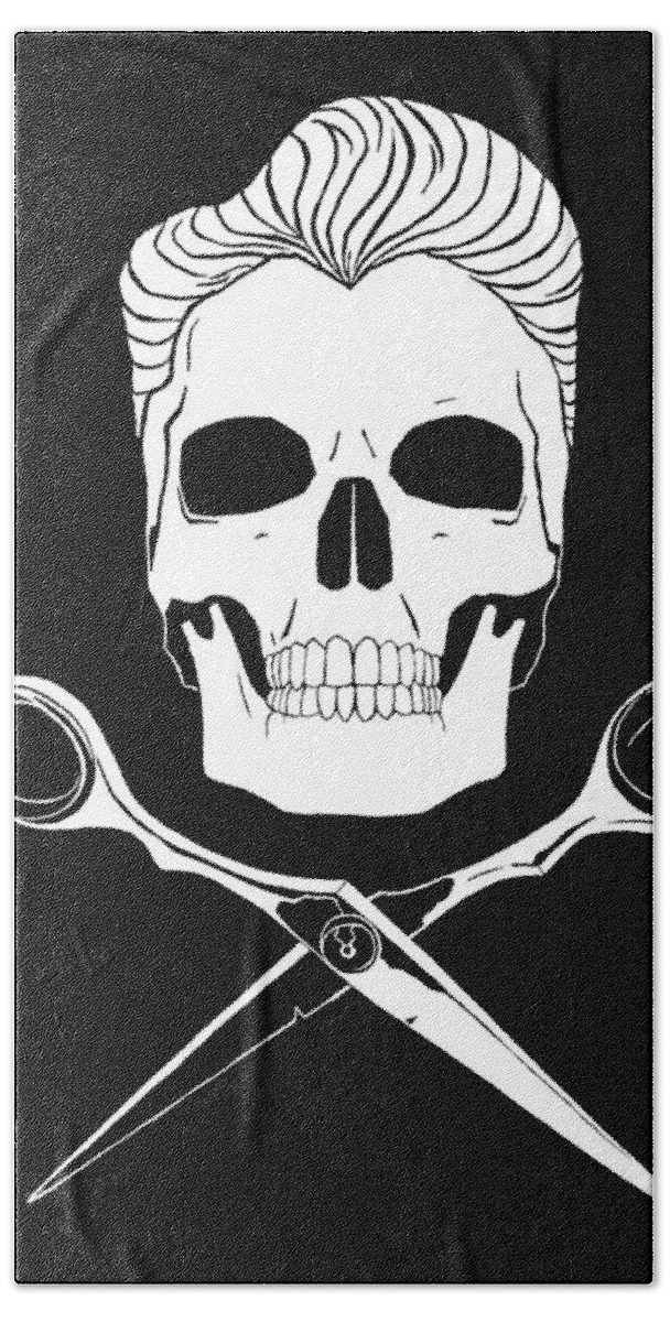 Skull Beach Towel featuring the painting Hairy Cutter by Yom Tov Blumenthal