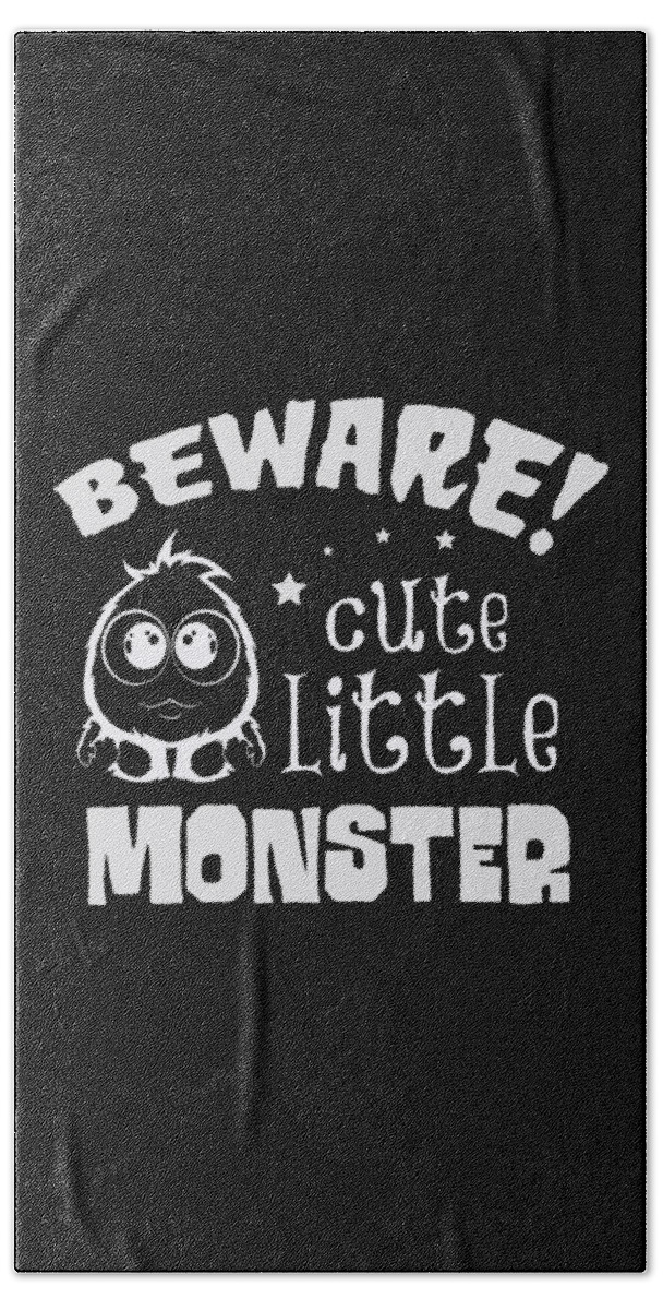 Halloween Beach Towel featuring the digital art Halloween Beware Cute Little Monster by Matthias Hauser