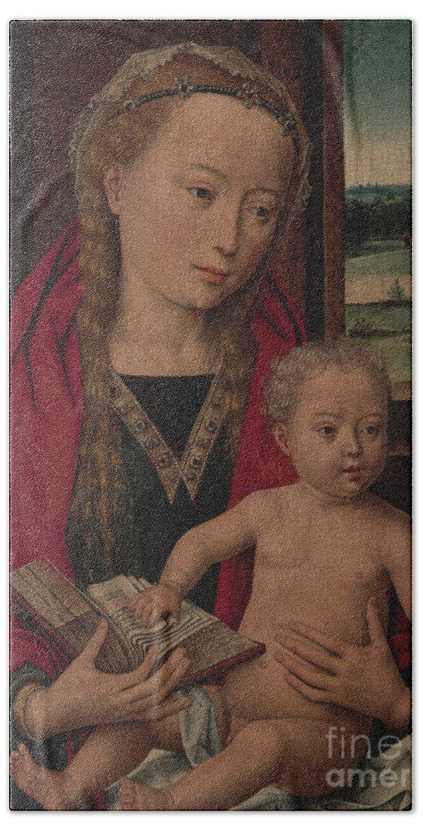 Virgin Beach Towel featuring the painting Hans Memling Virgin and Child by Hans Memling