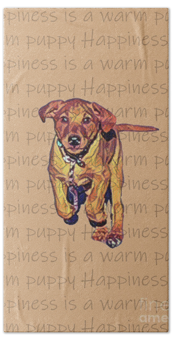 Lab Beach Towel featuring the digital art Happiness is a warm puppy III by Jackie MacNair