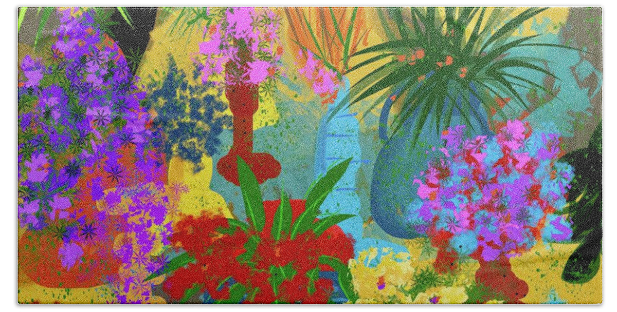 Flower Beach Towel featuring the digital art Happy Bouquet by Sherry Killam