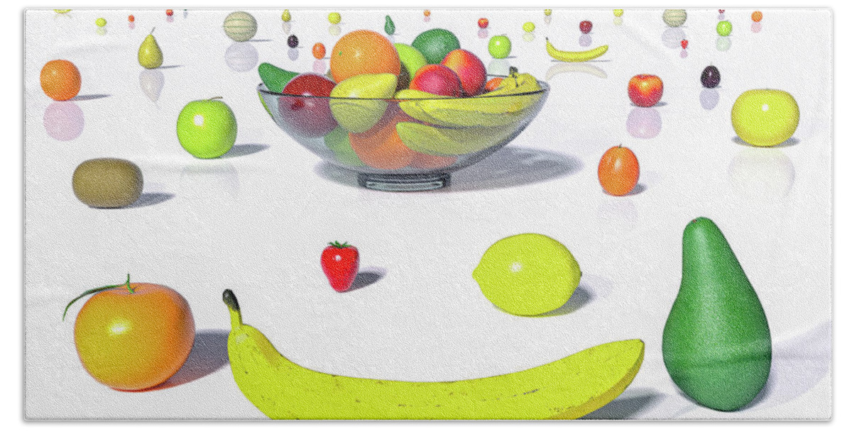 Fruit Beach Towel featuring the digital art Happy Fruit by Betsy Knapp