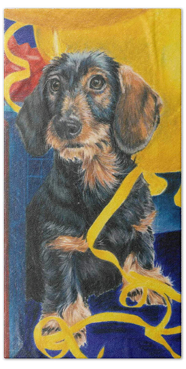 Dogs Beach Towel featuring the drawing Happy Happy Birthday Baby by Barbara Keith