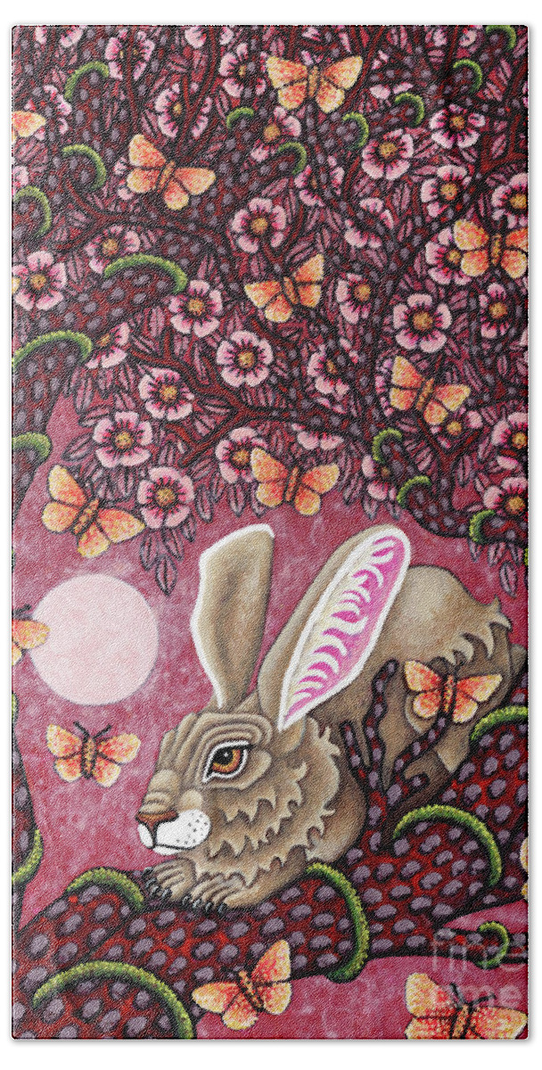 Hare Beach Towel featuring the painting Hare Tapestree 2 by Amy E Fraser