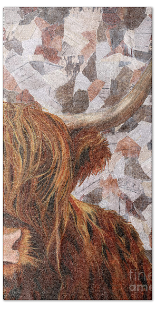 Highland Cow Beach Towel featuring the painting Harry by Ashley Lane
