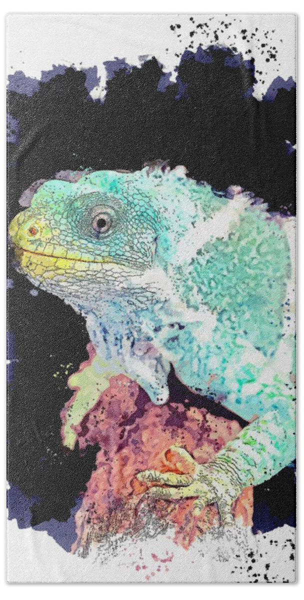 Crocodile Beach Towel featuring the painting Hartley's Crocodile Adventures, Wangetti, Australia - watercolor by Adam Asar by Celestial Images