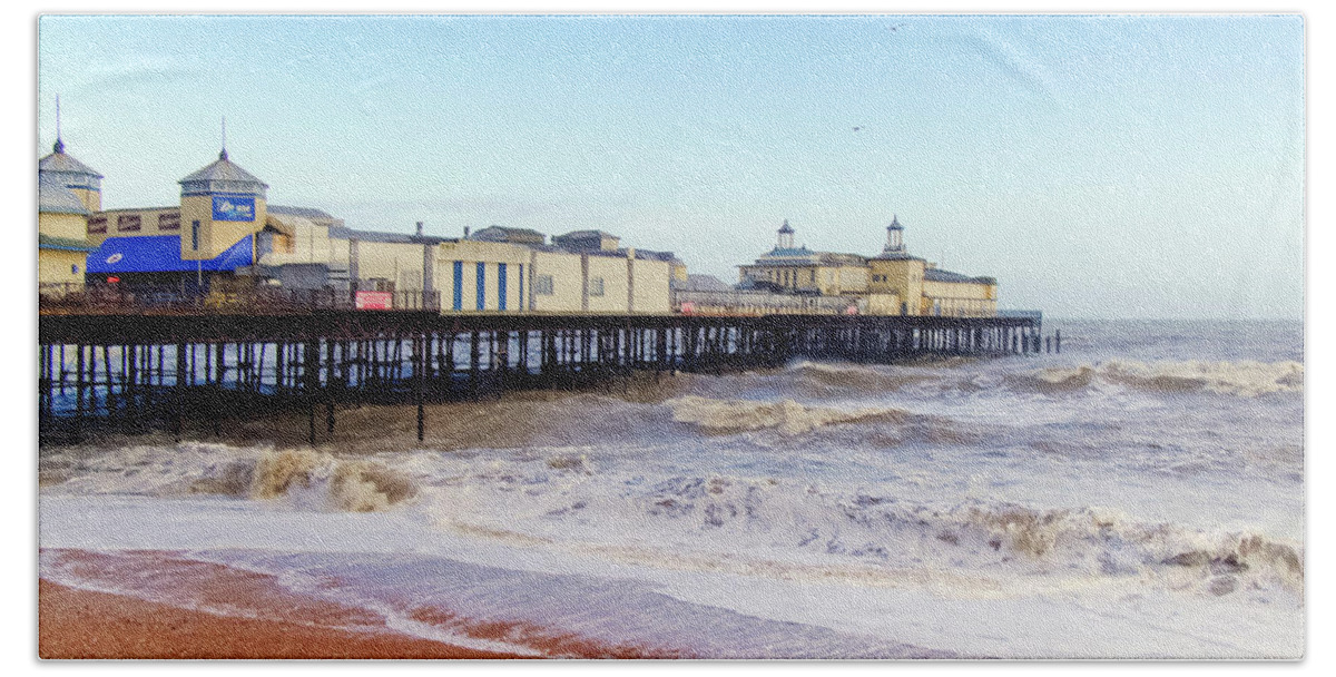 Hastings Beach Towel featuring the photograph Hastings Pier Before the Fire by Terri Waters
