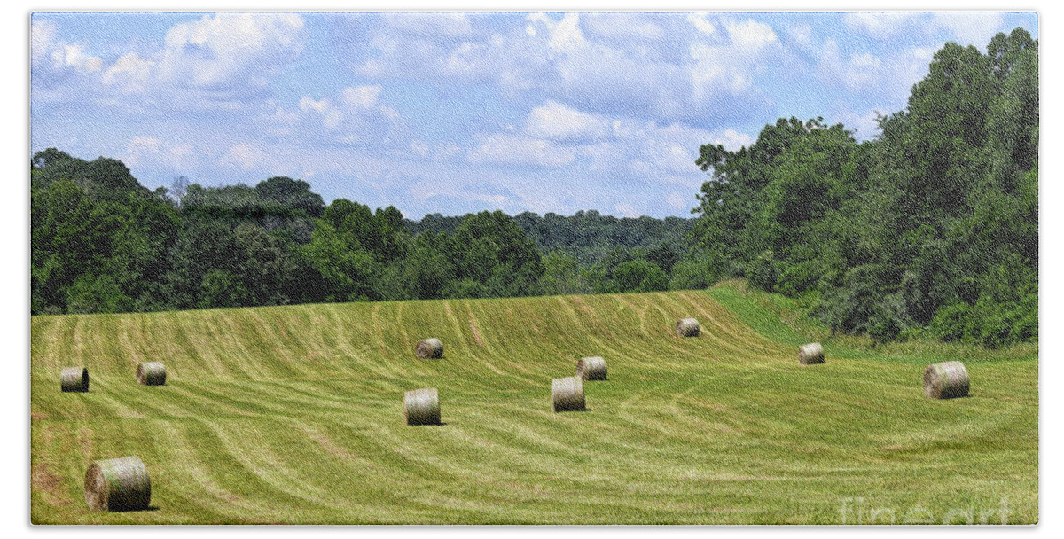 Hay Beach Towel featuring the photograph Hay Fields of Virginia by Kerri Farley
