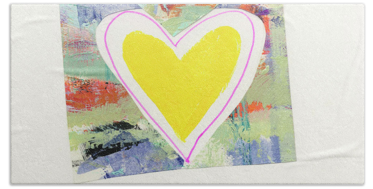 Abstract Art Beach Towel featuring the painting Heart #34 by Jane Davies