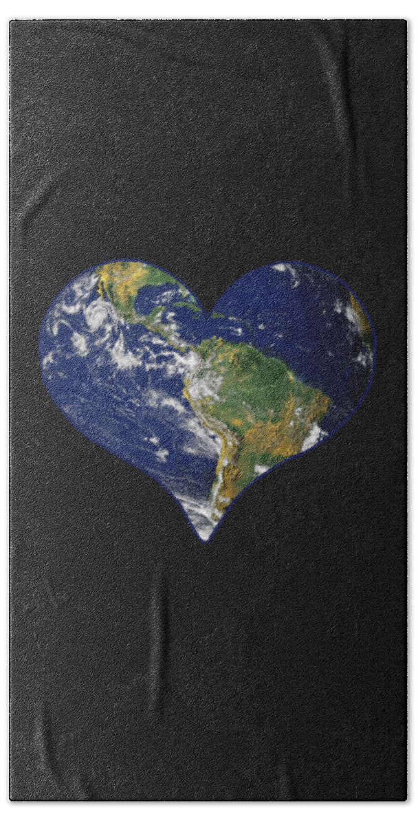 Funny Beach Towel featuring the digital art Heart Earth Love by Flippin Sweet Gear