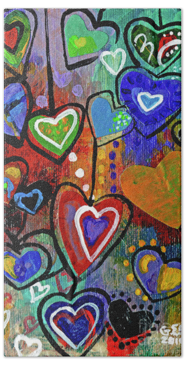 Heart Beach Towel featuring the painting Heart strings by Genevieve Esson