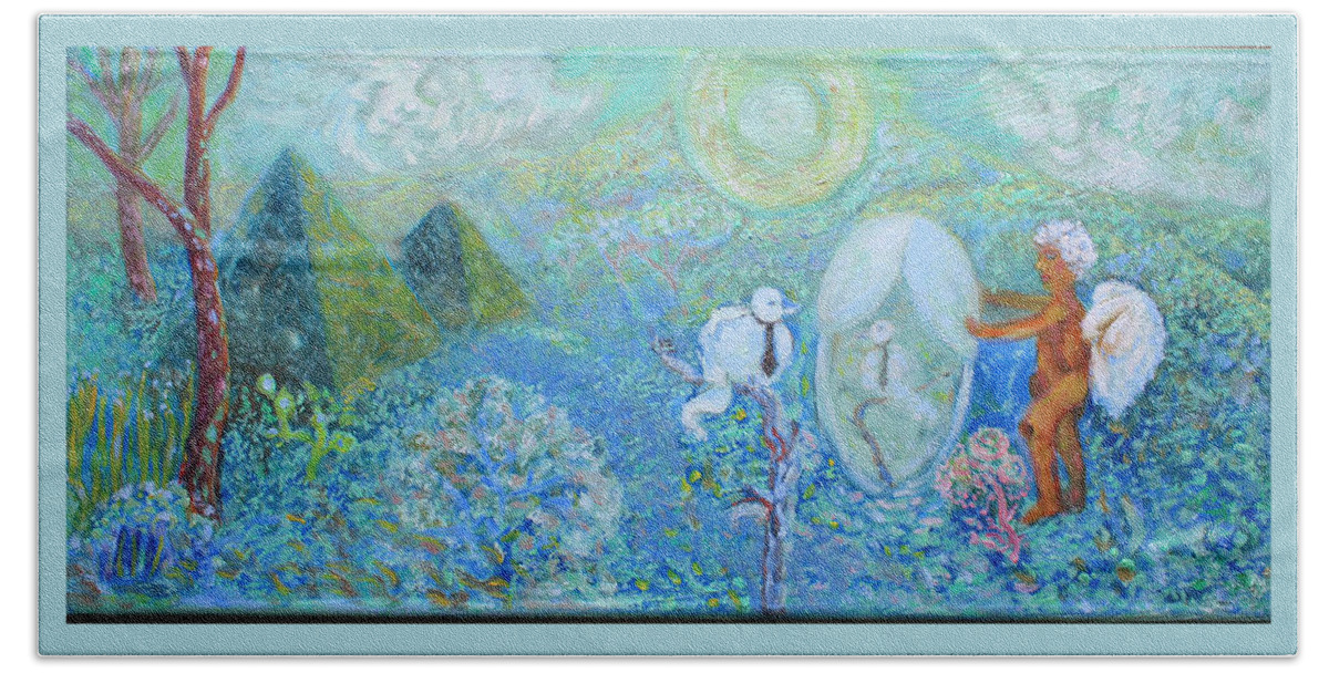  Beach Towel featuring the painting Helpful by Elzbieta Goszczycka