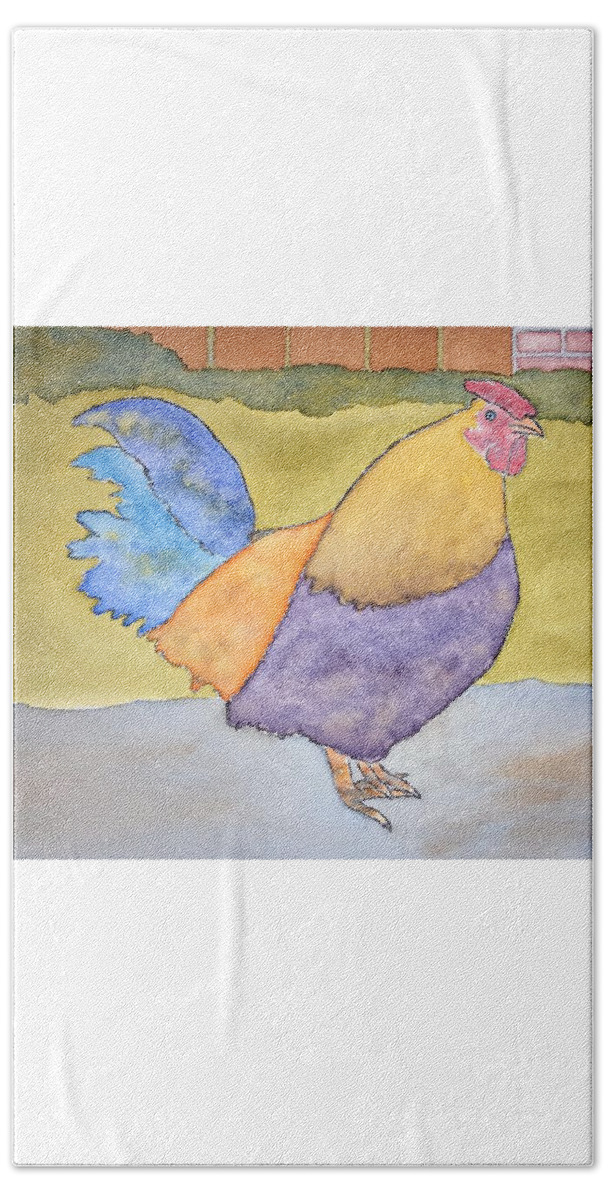 Watercolor Beach Towel featuring the painting Hen of Lore by John Klobucher