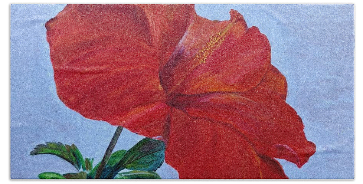 Hibiscus Beach Towel featuring the painting Hibiscus by Kate Conaboy