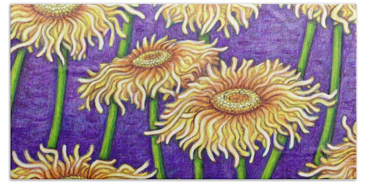 Floral Beach Towel featuring the painting Himalayan Elecampane by Amy E Fraser