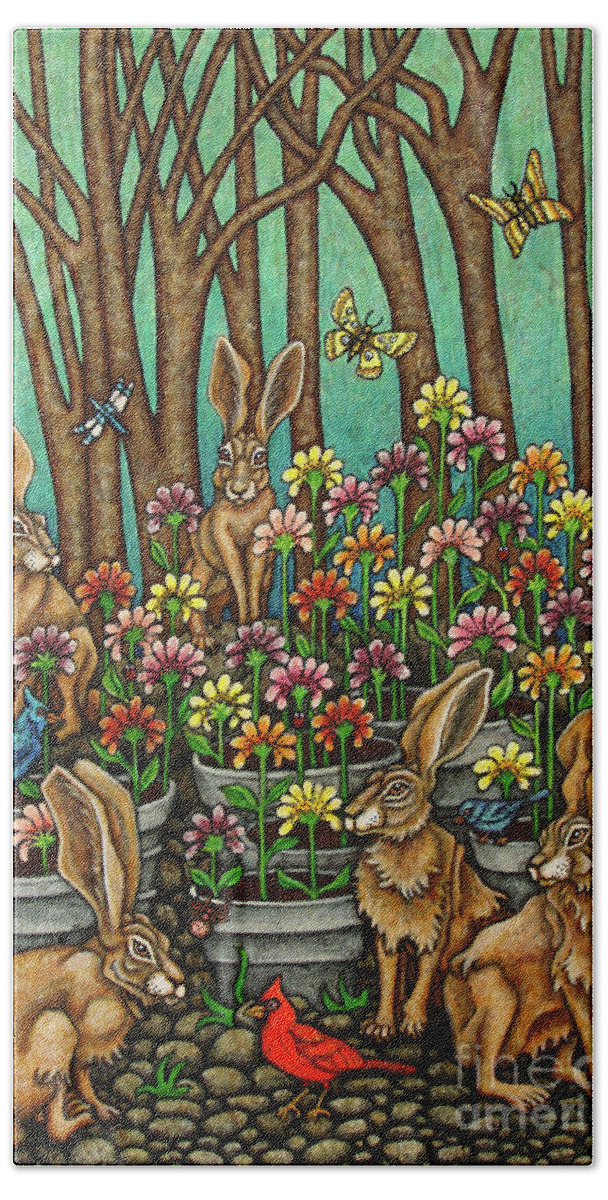 Hare Beach Towel featuring the painting Holding Court by Amy E Fraser