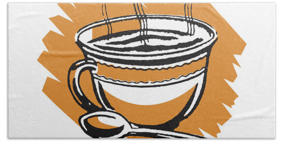 Aroma Beach Towel featuring the drawing Hot Beverage with Spoon by CSA Images