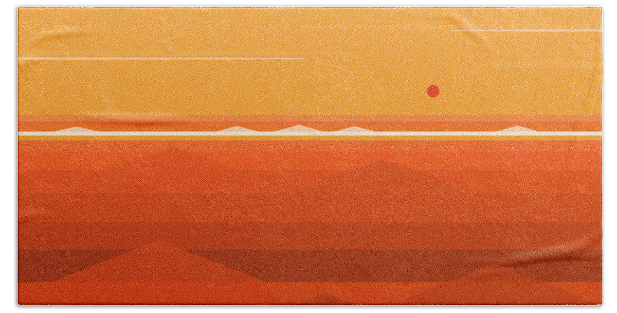 Hot Orange Ocean Beach Towel featuring the digital art Hot Orange Ocean by Val Arie